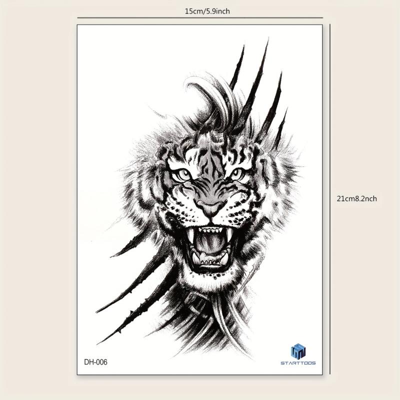 Abstract Animal Pattern Large Flower Temporary Tattoo Sticker