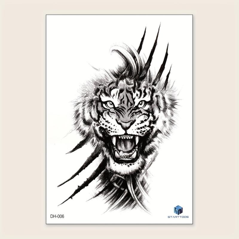 Abstract Animal Pattern Large Flower Temporary Tattoo Sticker