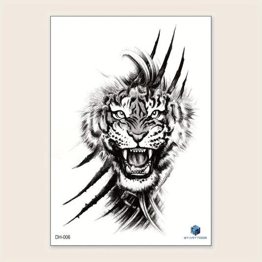 Abstract Animal Pattern Large Flower Temporary Tattoo Sticker