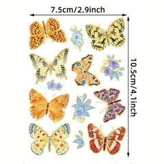 8Pcs Butterfly Metallic Temporary Tattoo Sticker Bronzing Butterfly 100 Pattern