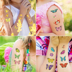8Pcs Butterfly Metallic Temporary Tattoo Sticker Bronzing Butterfly 100 Pattern