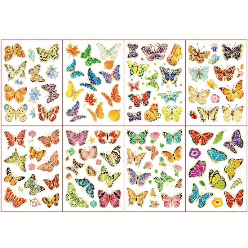 8Pcs Butterfly Metallic Temporary Tattoo Sticker Bronzing Butterfly 100 Pattern