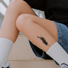 Feather Striped Word Pattern Flower Temporary Tattoo Sticker
