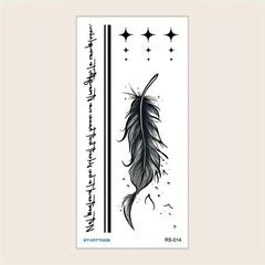 Feather Striped Word Pattern Flower Temporary Tattoo Sticker