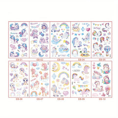 Cartoon Unicorn Temporary Tattoo Stickers Mermaid Party