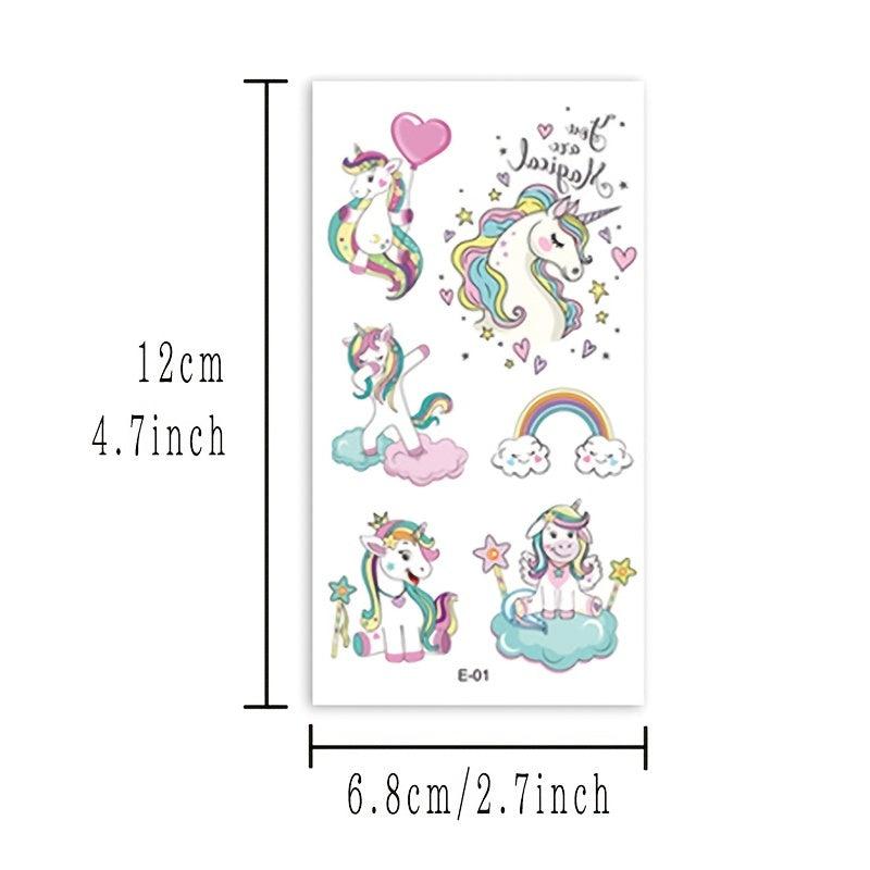 Cartoon Unicorn Temporary Tattoo Stickers Mermaid Party
