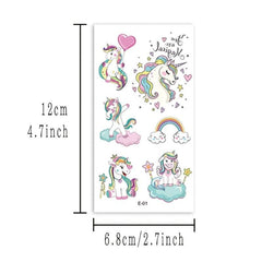 Cartoon Unicorn Temporary Tattoo Stickers Mermaid Party