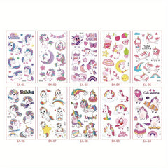 Cartoon Unicorn Temporary Tattoo Stickers Mermaid Party