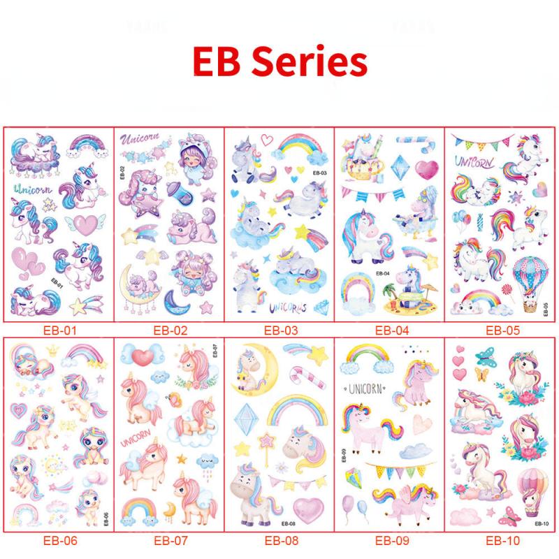 Cartoon Unicorn Temporary Tattoo Stickers Mermaid Party