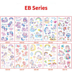 Cartoon Unicorn Temporary Tattoo Stickers Mermaid Party