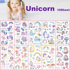 Cartoon Unicorn Temporary Tattoo Stickers Mermaid Party