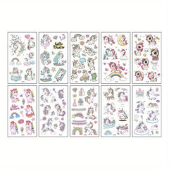 Cartoon Unicorn Temporary Tattoo Stickers Mermaid Party