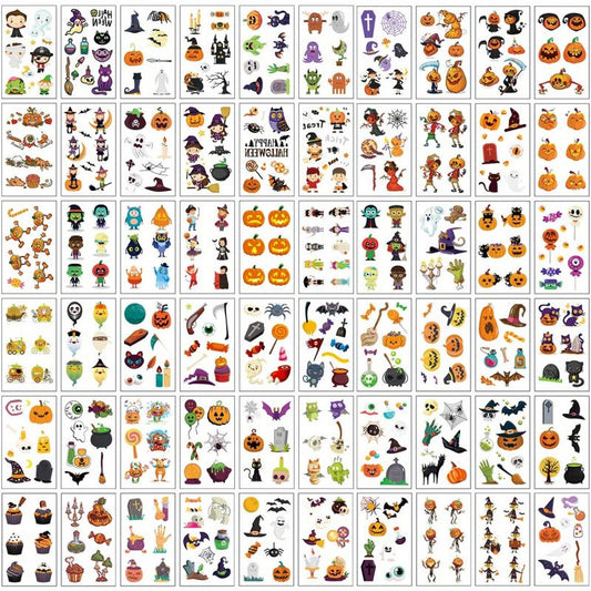 60 Sheets Halloween Makeup Temporary Tattoo Stickers Waterproof