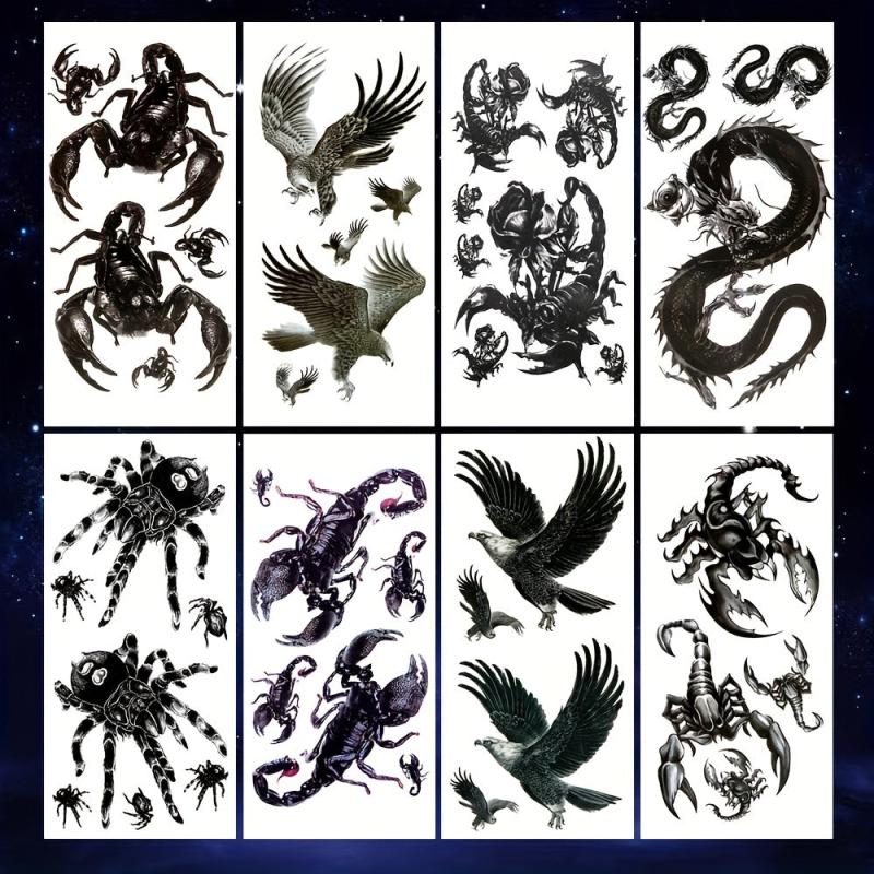 8 Sheets Deadly Waterproof Temporary Tattoo Stickers for Party Activities