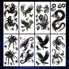 8 Sheets Deadly Waterproof Temporary Tattoo Stickers for Party Activities