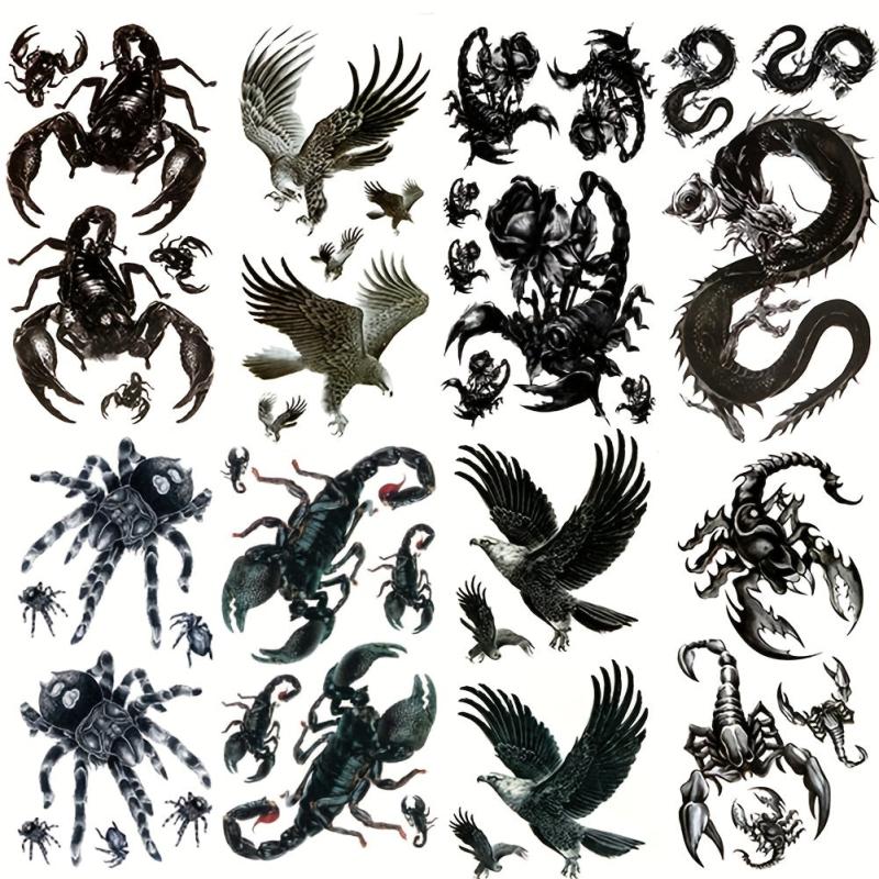 8 Sheets Deadly Waterproof Temporary Tattoo Stickers for Party Activities