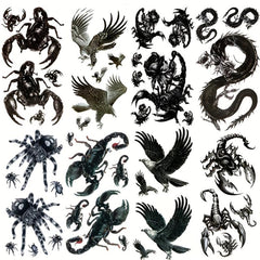 8 Sheets Deadly Waterproof Temporary Tattoo Stickers for Party Activities