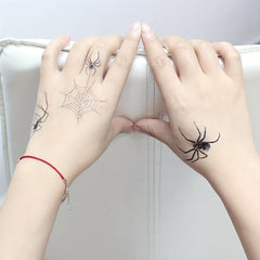 Halloween 3D Spider Tattoo Stickers Waterproof Horror Dark Spider Web Face Hand