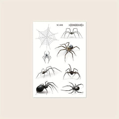 Halloween 3D Spider Tattoo Stickers Waterproof Horror Dark Spider Web Face Hand
