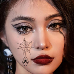 Halloween 3D Spider Tattoo Stickers Waterproof Horror Dark Spider Web Face Hand