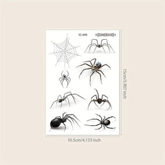 Halloween 3D Spider Tattoo Stickers Waterproof Horror Dark Spider Web Face Hand