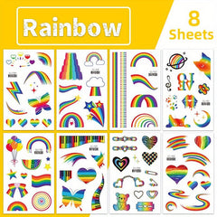 Glitter Rainbow Temporary Tattoos 150PCS - Pride Party Favors