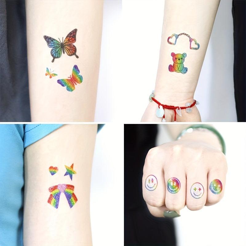 Glitter Rainbow Temporary Tattoos 150PCS - Pride Party Favors