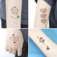 Glitter Rainbow Temporary Tattoos 150PCS - Pride Party Favors