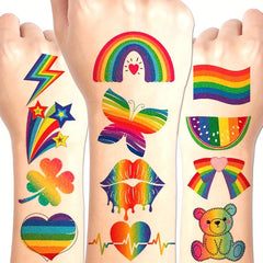Glitter Rainbow Temporary Tattoos 150PCS - Pride Party Favors