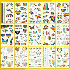 Glitter Rainbow Temporary Tattoos 150PCS - Pride Party Favors