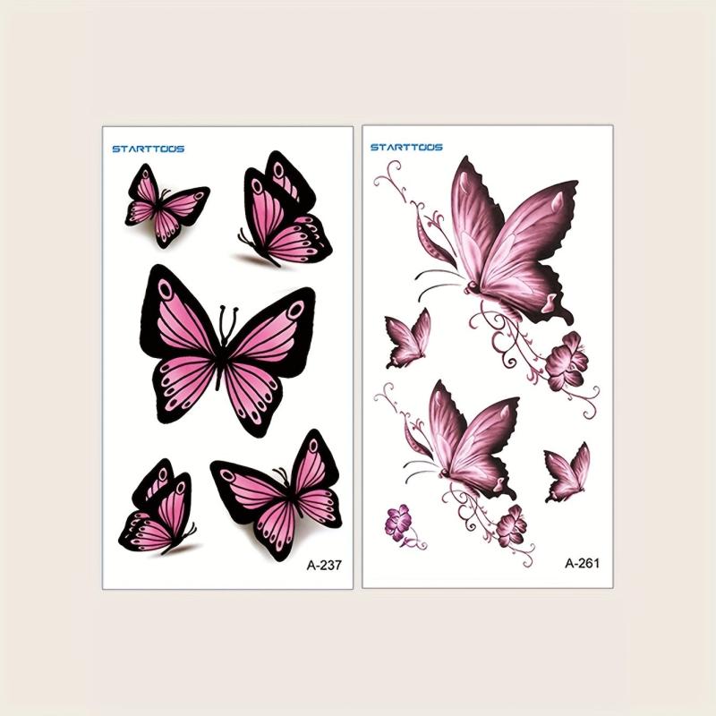 2 PCS Butterfly Pattern Temporary Tattoos