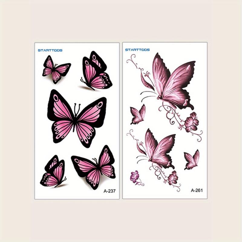 2 PCS Butterfly Pattern Temporary Tattoos