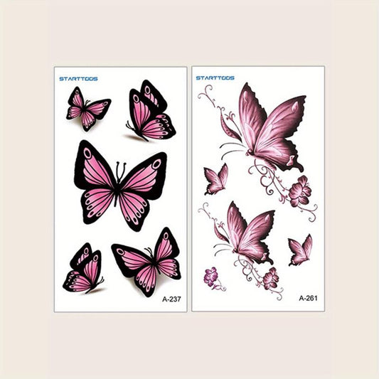2 PCS Butterfly Pattern Temporary Tattoos