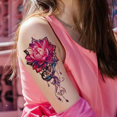 Pink Peony Temporary Tattoo Waterproof Body Art