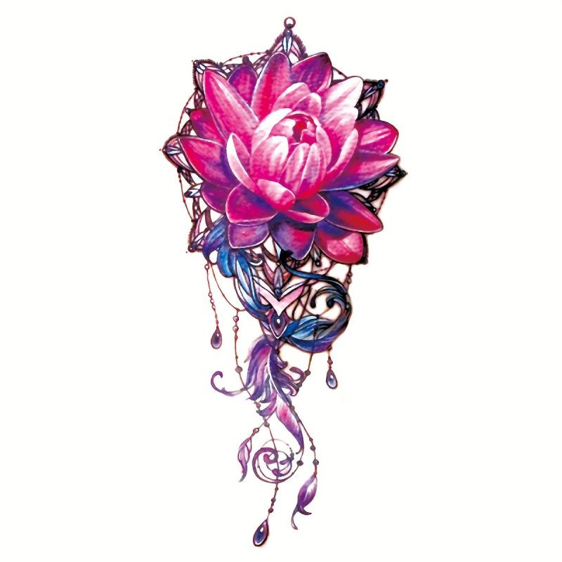 Pink Peony Temporary Tattoo Waterproof Body Art
