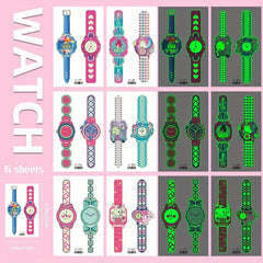 6 Sheets Luminous Watch Tattoo Stickers Unicorn Dinosaur Princess Animal