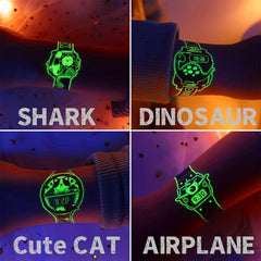 6 Sheets Luminous Watch Tattoo Stickers Unicorn Dinosaur Princess Animal