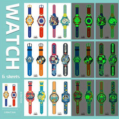 6 Sheets Luminous Watch Tattoo Stickers Unicorn Dinosaur Princess Animal