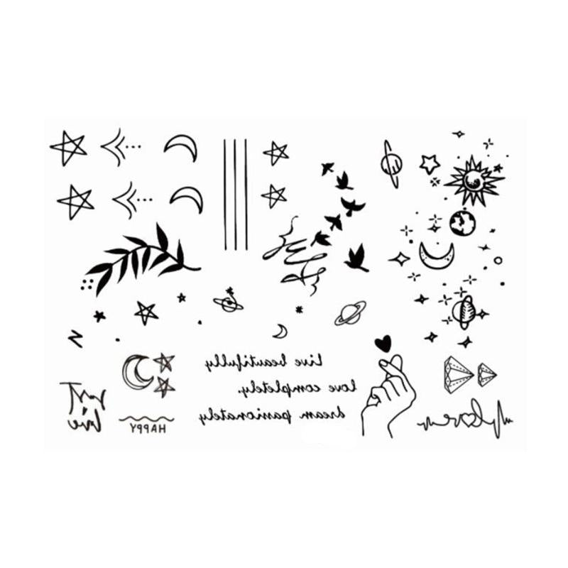 2 Pcs Small Pattern Tattoo Stickers for Ears Fingers Wrist