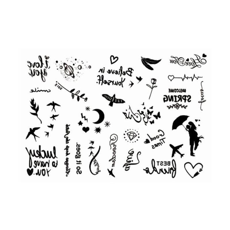 2 Pcs Small Pattern Tattoo Stickers for Ears Fingers Wrist