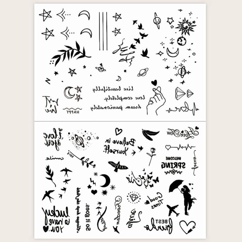 2 Pcs Small Pattern Tattoo Stickers for Ears Fingers Wrist