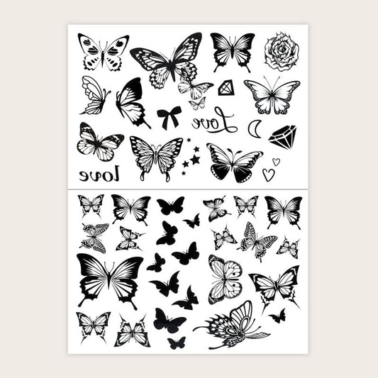 Butterfly Pattern Tattoo Stickers for Small Spaces