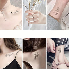 English Letters & Flower Temporary Tattoo Stickers 60 Sheets