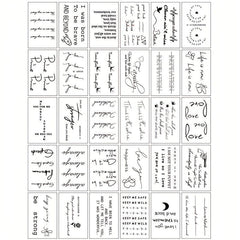English Letters & Flower Temporary Tattoo Stickers 60 Sheets