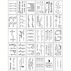 English Letters & Flower Temporary Tattoo Stickers 60 Sheets