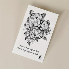 Flower Lion Temporary Tattoo Sticker Large Floral Arm Chest Body Art