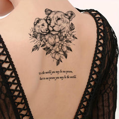 Flower Lion Temporary Tattoo Sticker Large Floral Arm Chest Body Art