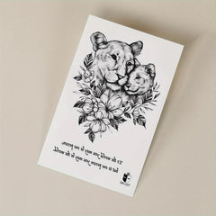 Flower Lion Temporary Tattoo Sticker Large Floral Arm Chest Body Art