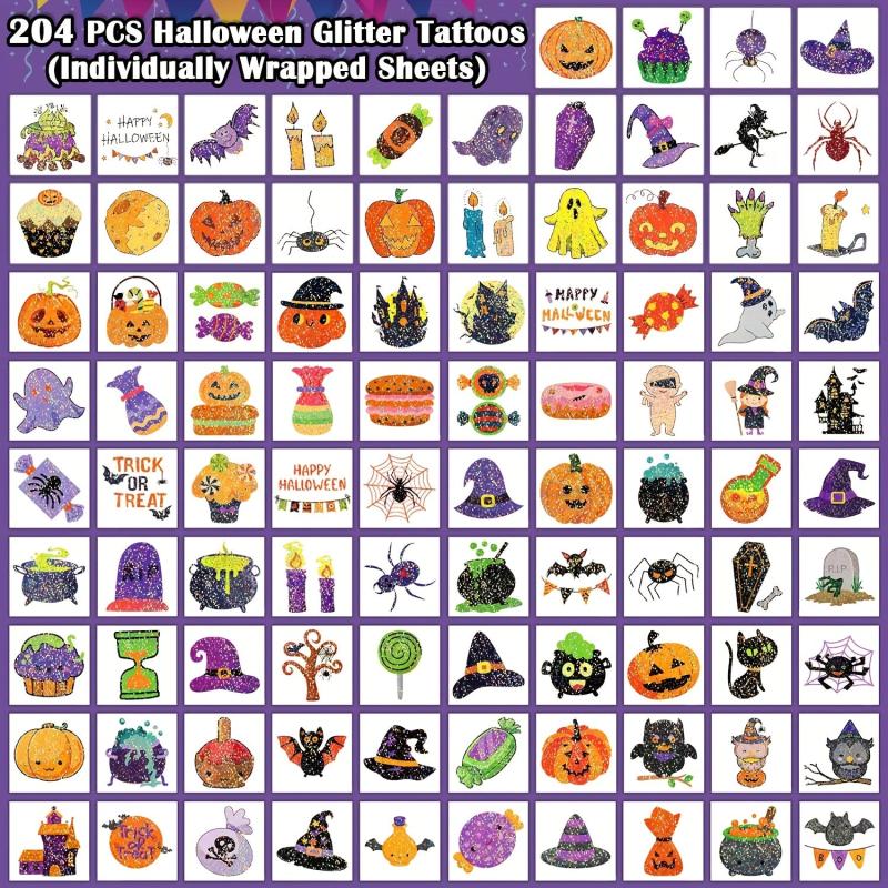 Glitter Halloween Tattoos For Boys Girls Stickers