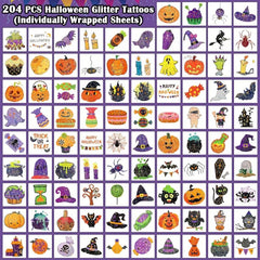 Glitter Halloween Tattoos For Boys Girls Stickers